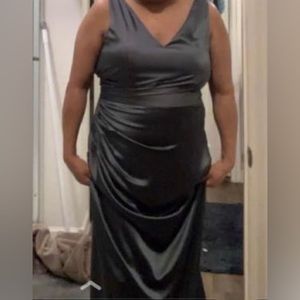 Revelry 
Dawson Satin Dress
Color: Eucalyptus - 712, Size: 22, Length: Regular